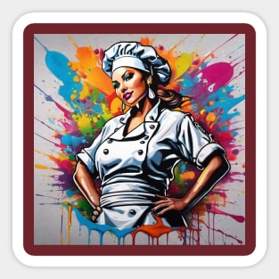 Colorful Design of a Proud Female Chef Sticker